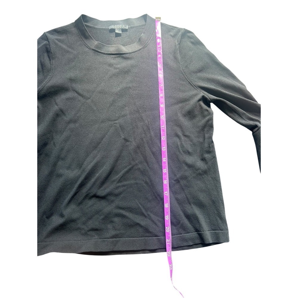 COS Women's Black Long Sleeve Knit Top with Dramatic Fluted Bell Sleeves - Picture 5 of 7